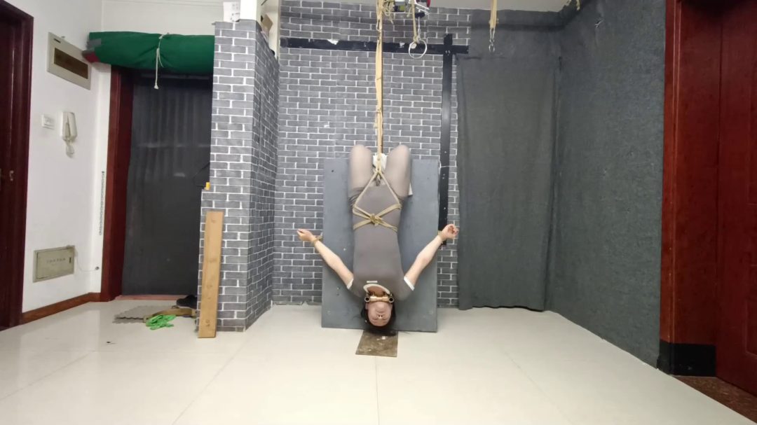 柔柔钢板铁链驷马，倒挂在木板上-7