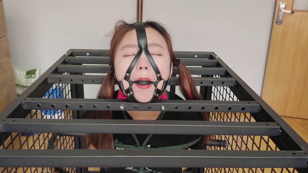 瑶瑶 铁笼强制跪缚 颈部身体金属固定放置-7