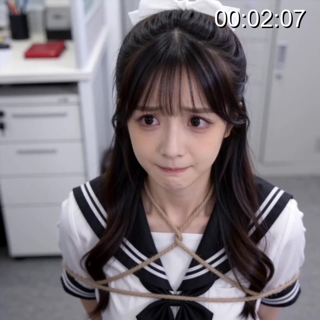 【CK视觉】AIGC作品-美女老师的惩罚-女调女，黑色女老师调教白色女学生，丝袜堵嘴/捆绑/ 第一集-9