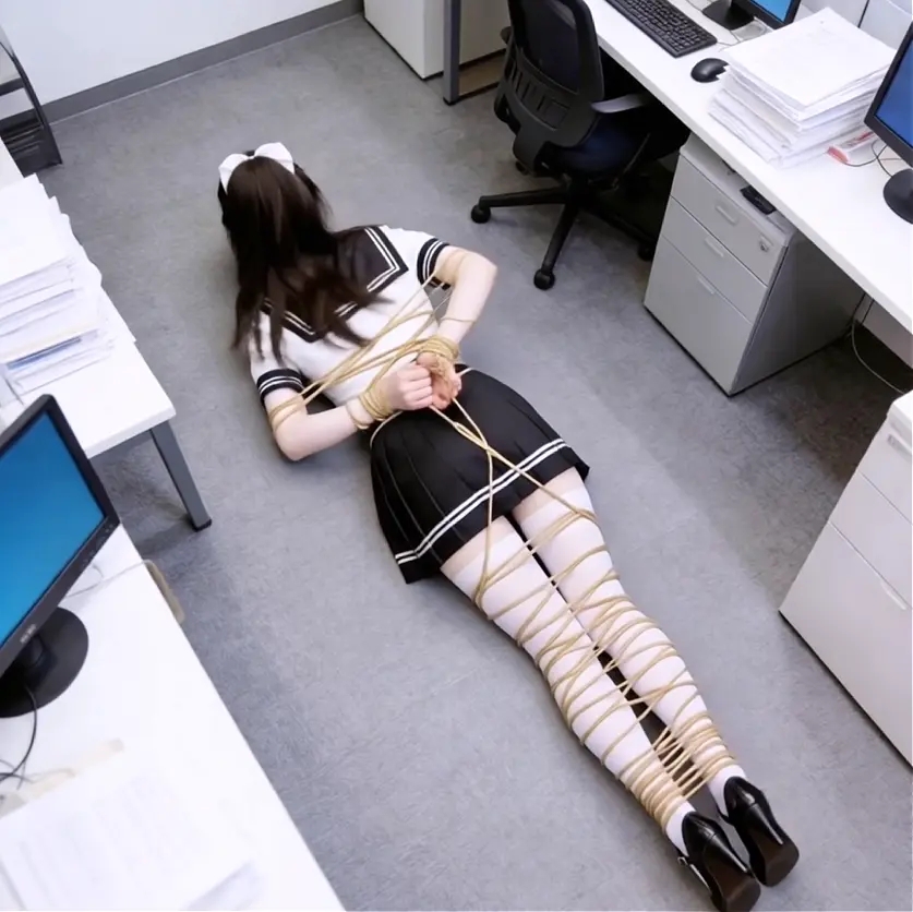 【CK视觉】AIGC作品-美女老师的惩罚-女调女，黑色女老师调教白色女学生，丝袜堵嘴/捆绑/ 第一集-5