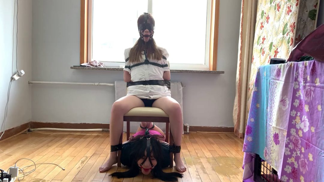 大长腿双美女拘束椅子 驷马坐缚 挣扎tk 口水-5