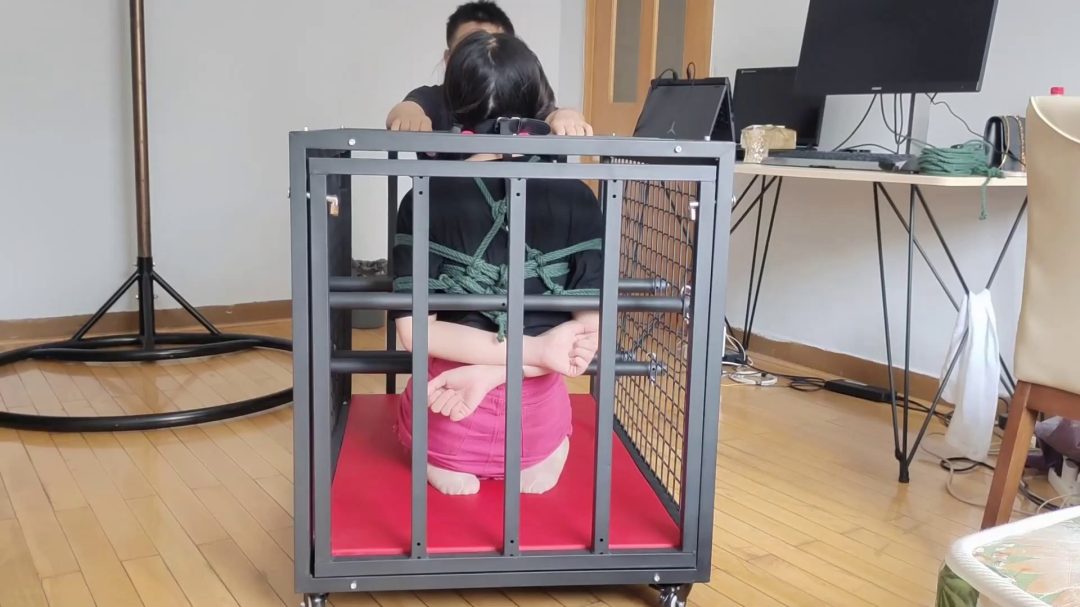 欣妍铁笼超紧跪缚-7