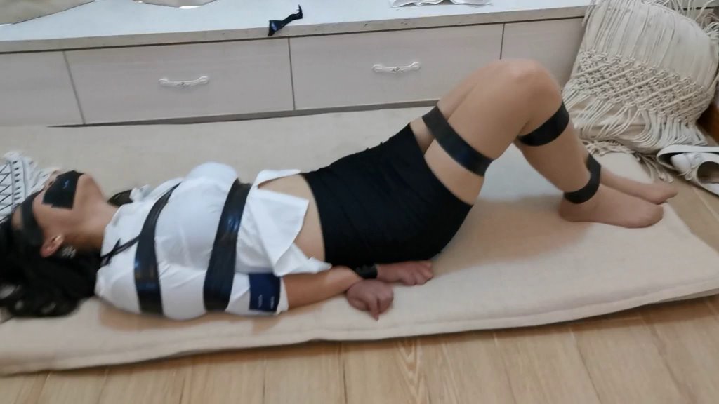 定拍肉丝OL黑胶带捆绑-6