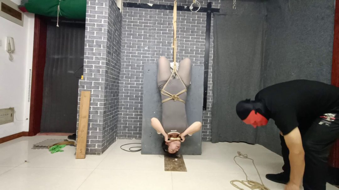 柔柔钢板铁链驷马，倒挂在木板上-5