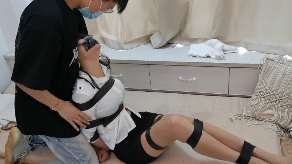 定拍肉丝OL黑胶带捆绑-7