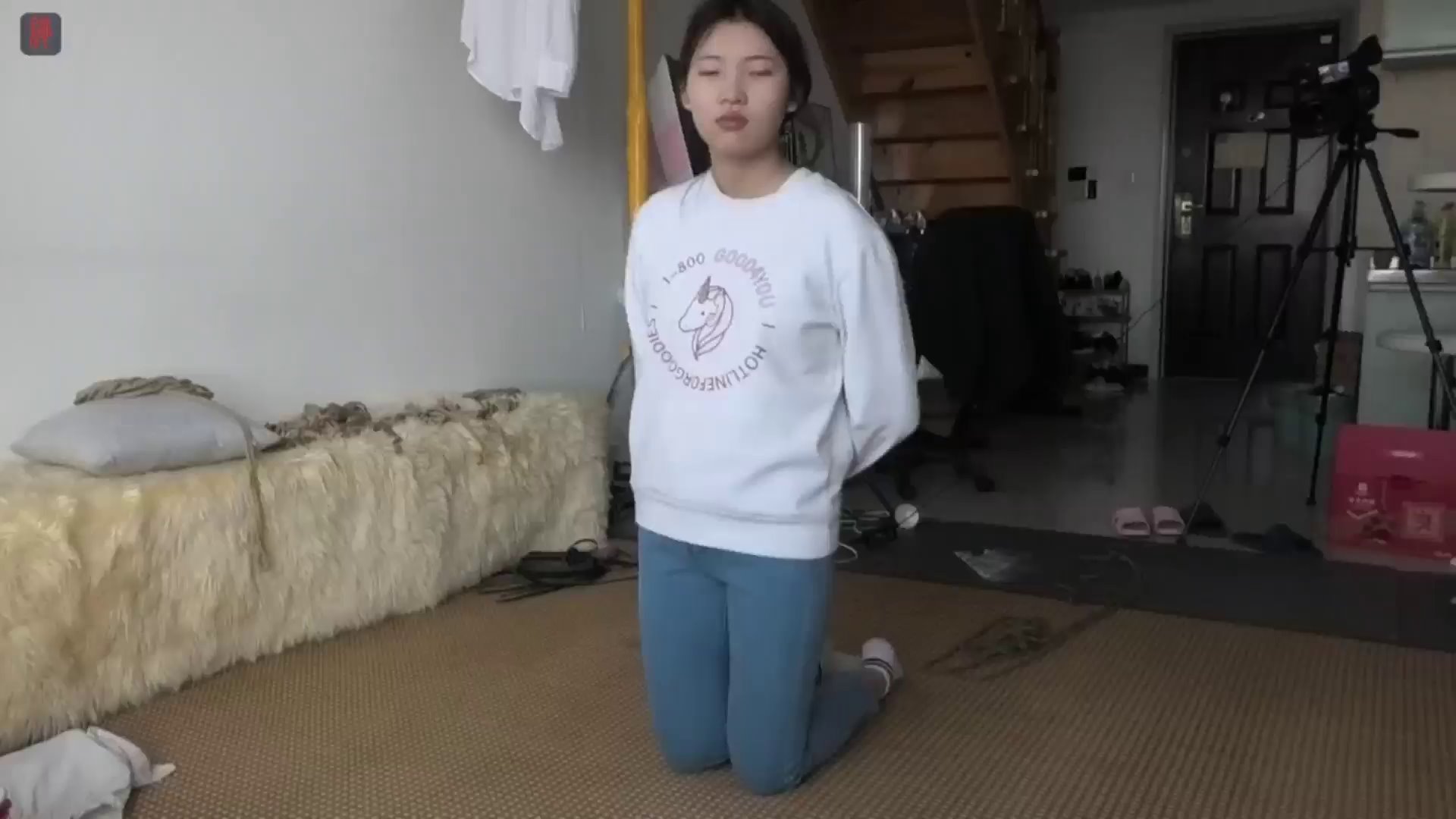 瑾瑜极限直臂驷马放置，大口球，驷马挣扎鞭打