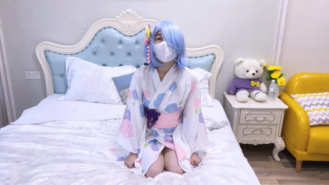 【嗷大喵】《二次元少女系》-雷姆浴衣cos,日式紧缚,胸缚,蟹缚强制M开腿,开口器,电击,口塞,原味丝袜堵嘴,盘腿海老缚,口球,鞭打sp,放置挣扎,跪缚-1