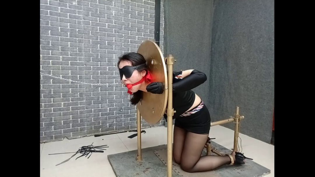 柔柔鼻勾，大号口球堵嘴，园形木枷、拘束架严密禁锢，随边虐打、电击-3