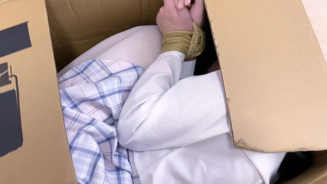 《快递惊魂》-开门回家看到一个箱子还有动静+开启开关原来里面装了个妹妹+一段时间后开始开箱视频+绑手绑脚+口球+jk+尾巴+长筒袜+一大摊口水+冬天暴汗-3