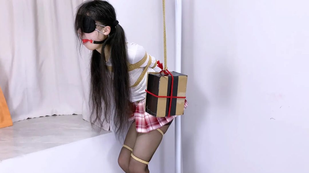 【嗷大喵】-《束缚挑战》-挑战失败,入室捆绑,直臂超紧缚,胸缚,股绳,胶布封嘴,口球,并腿捆,强制贴腿弓腰,丝袜堵嘴,穿高跟鞋摸黑挪动,出意外摔跤导致任务失败等等-15