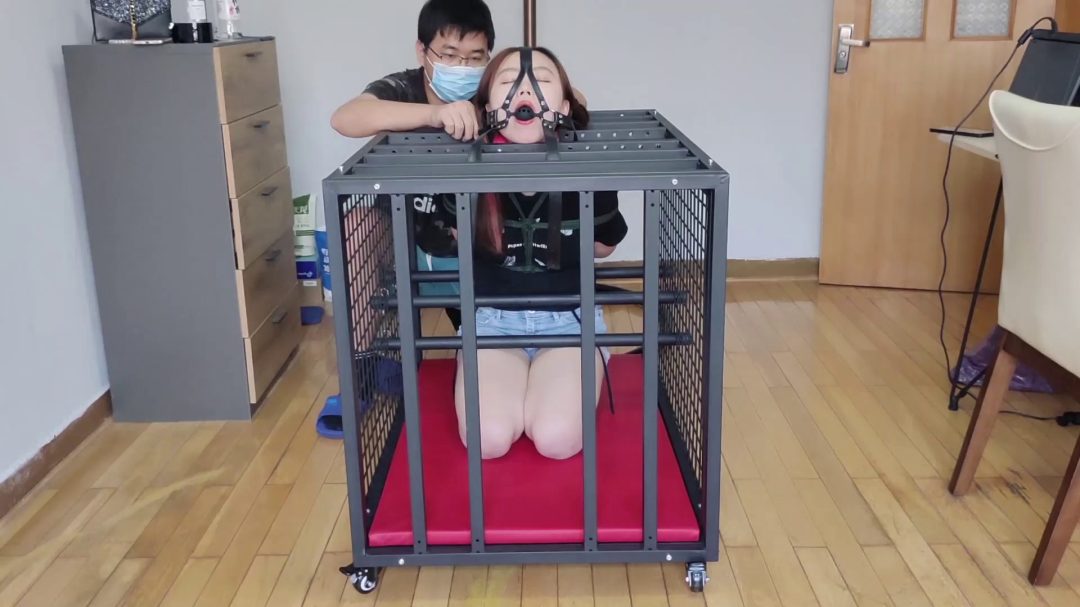 瑶瑶 铁笼强制跪缚 颈部身体金属固定放置-5