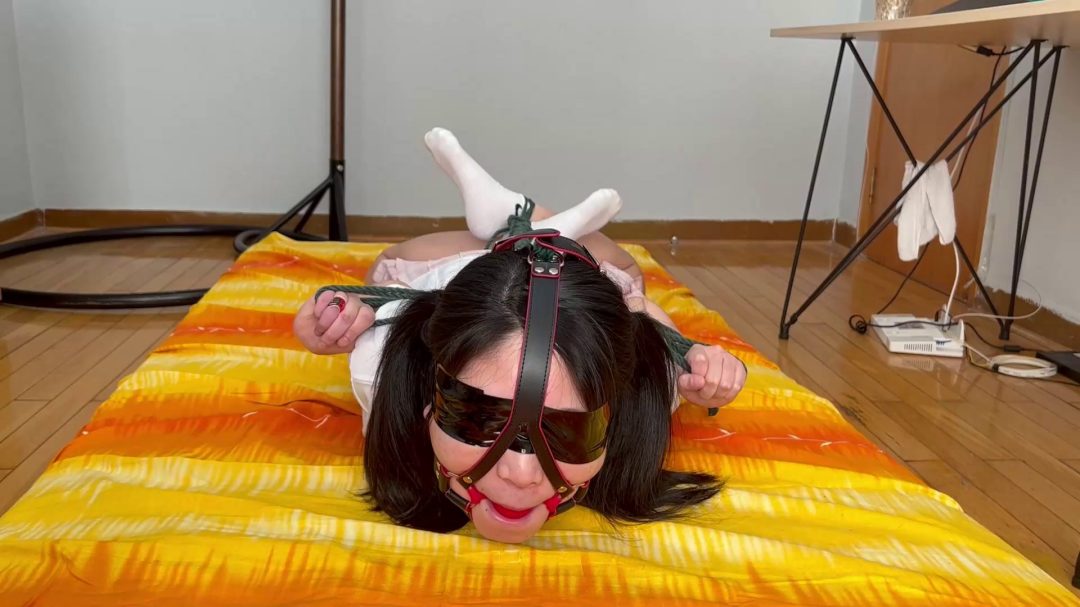 双马尾JK妹子尝试新姿势，驷马小鸡缚严厉驷马，马具口球堵嘴挣扎-6