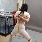 随心原创 晓雪 白丝连体体操服 极限五花固定 眼罩口球 止不住的口水