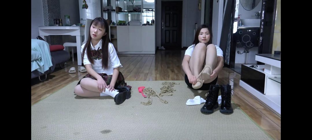 双人作-入室捆绑，原味白袜、丝袜口球堵嘴-6