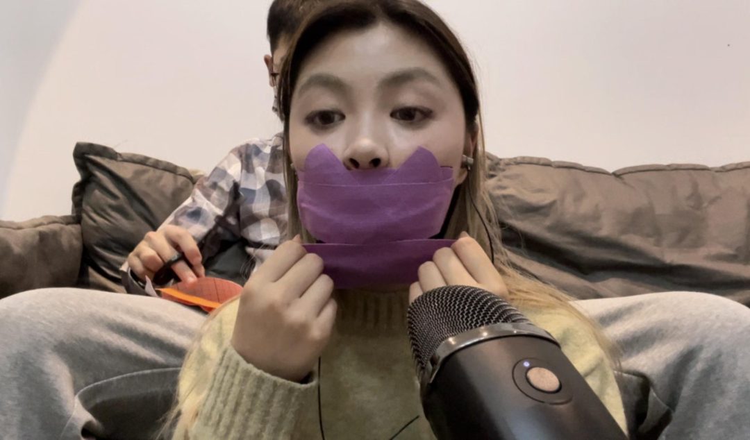 【小晗ASMR】7层胶带，严实地封嘴，做做助眠，和大家说晚安-4