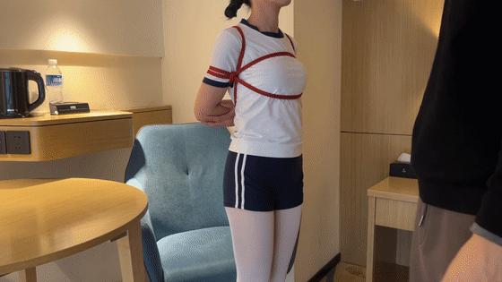 【体操服白丝白一带】M字腿、口水拉丝，即可爱又诱惑-3