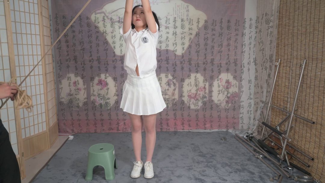 双马尾白丝高挑妹子片足吊电击-2