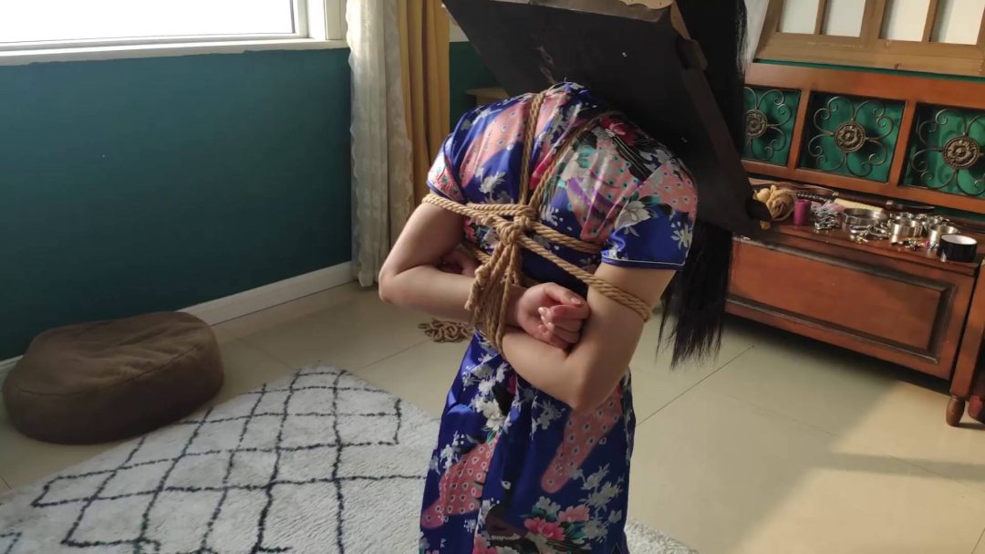 冬日户外 押着私人女囚逛江滨公园 超刺激 古装红罪衣木枷镣铐暴露在光天化日之下T教 还有旗袍哦-6