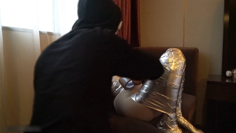 zentai胶带木乃伊 保鲜膜窒息-6