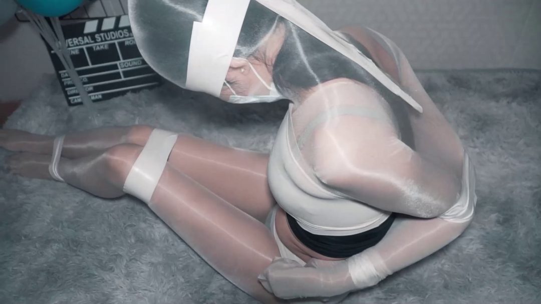 170长腿学姐油亮3条丝袜全包，丝袜套头！紧紧包裹！-6