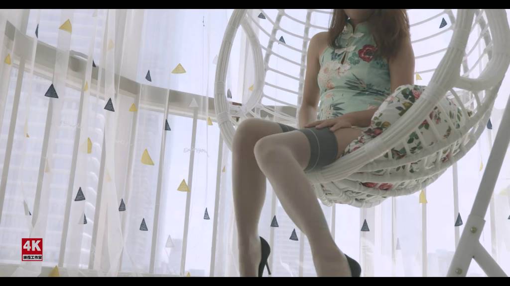 琪琪的夏日午后，摇篮，旗袍，长筒袜，高跟鞋，丝袜勒嘴，五花大绑-3