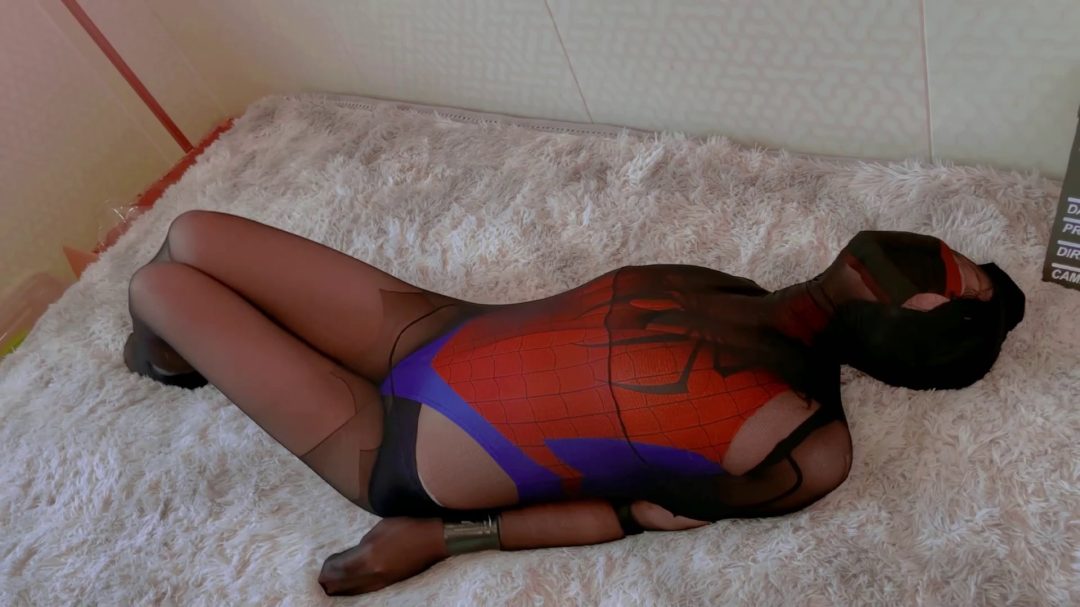 黑色薄丝袜全包木乃伊，胶带捆绑，外加丝袜睡袋全包-2