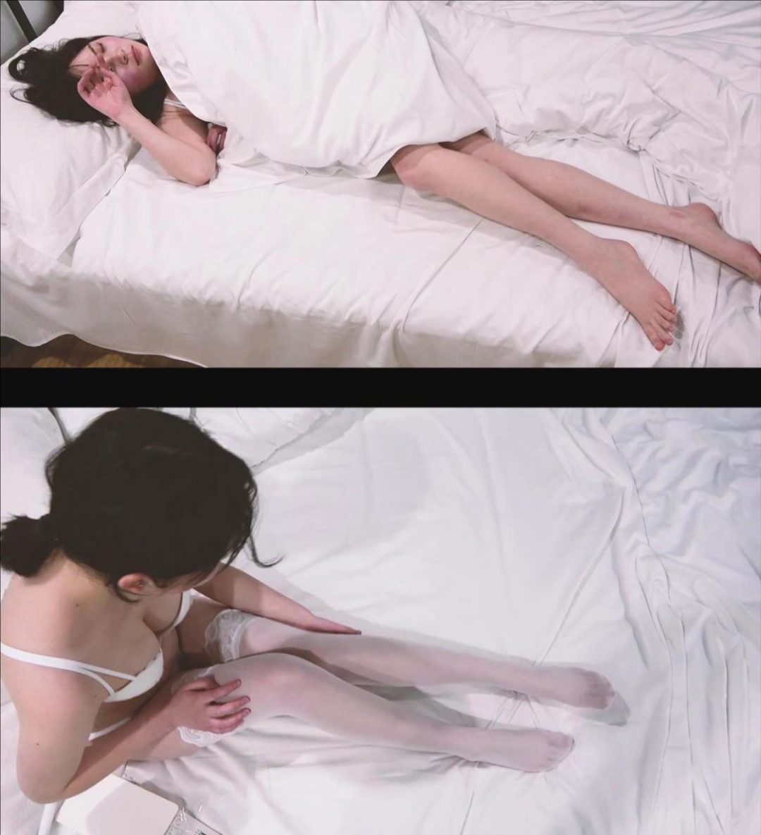 king定拍！《白丝湿身全包 上》洁白的白丝袜多层捆绑包裹！丝袜全包美女被弄湿全身肆意玩弄！湿透半透明美女诱人无比-1