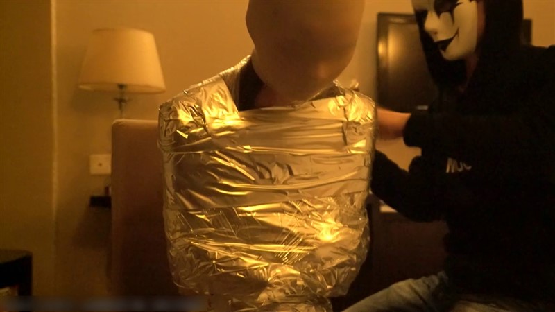 胶带木乃伊 丝袜头套套头-5