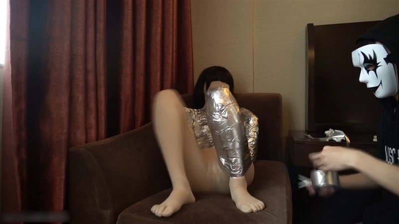 zentai胶带木乃伊 保鲜膜窒息-4