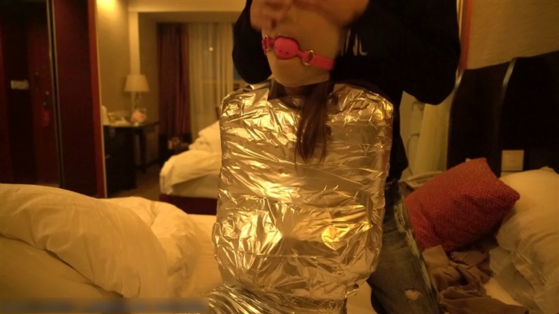 胶带木乃伊 丝袜头套套头-8