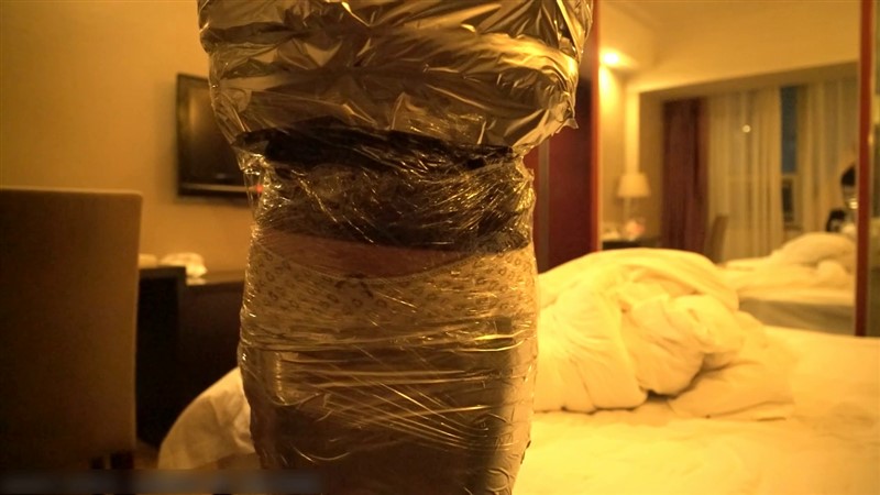 胶带木乃伊 丝袜头套套头-4