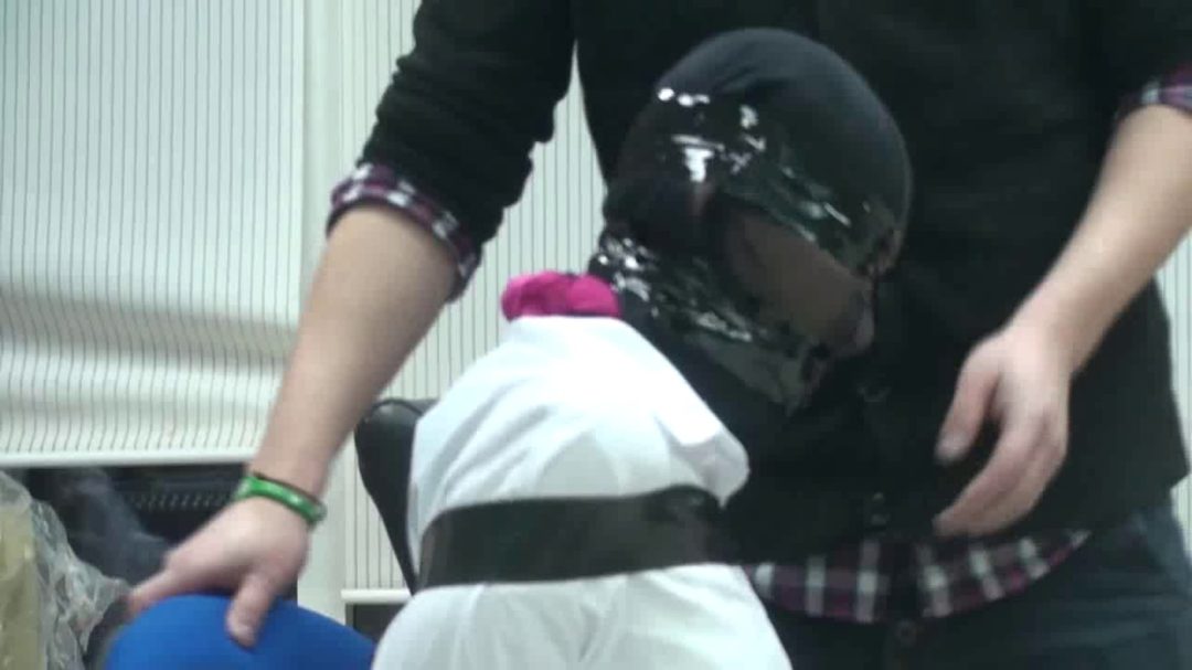 黑丝OL胶带束缚-5