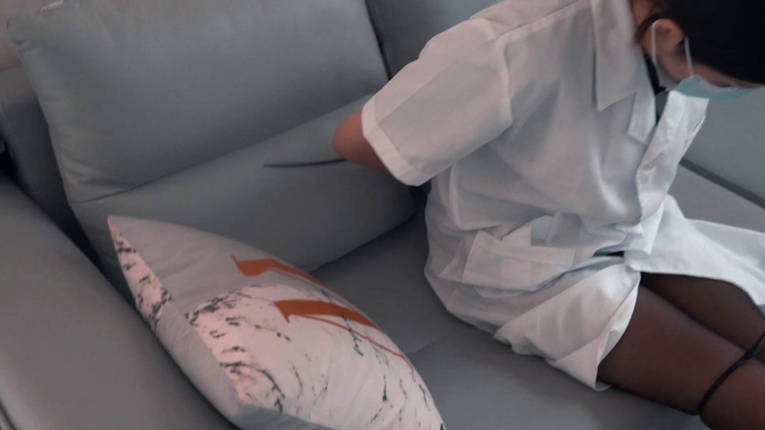 黑丝口罩胶手套小白鞋之女护士，束缚指令-5
