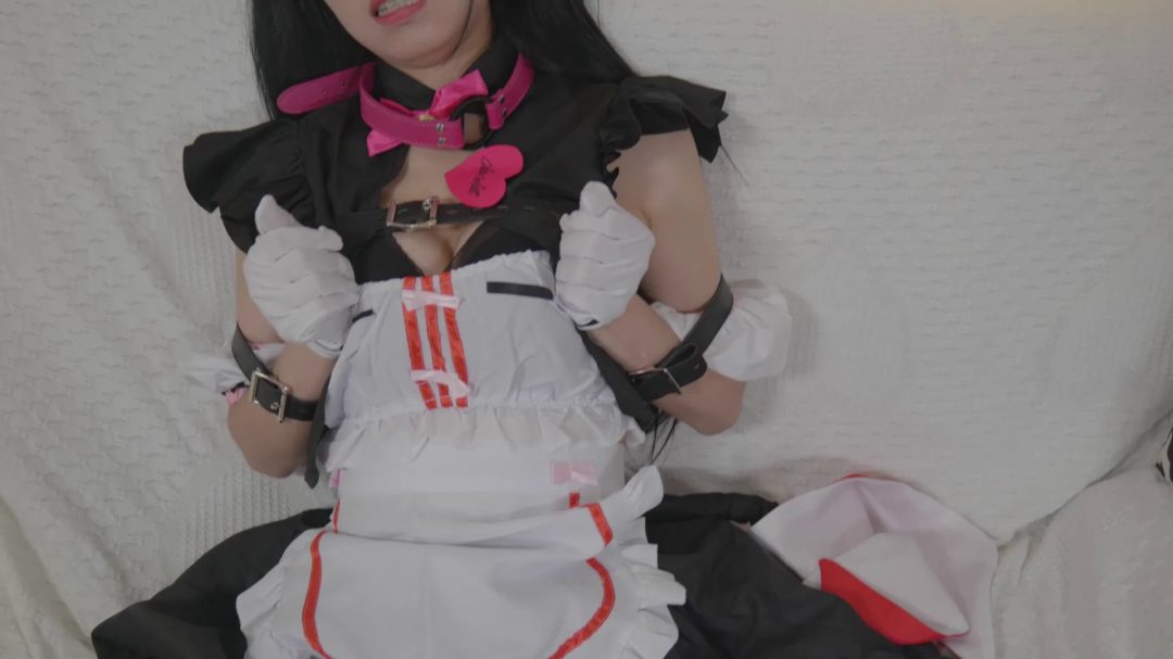 cos猫娘乐园赛车女郎香子兰，皮带M腿缚，环形口球口水横流-2