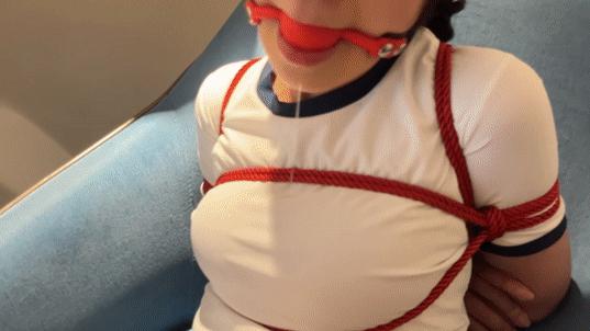 【体操服白丝白一带】M字腿、口水拉丝，即可爱又诱惑-5