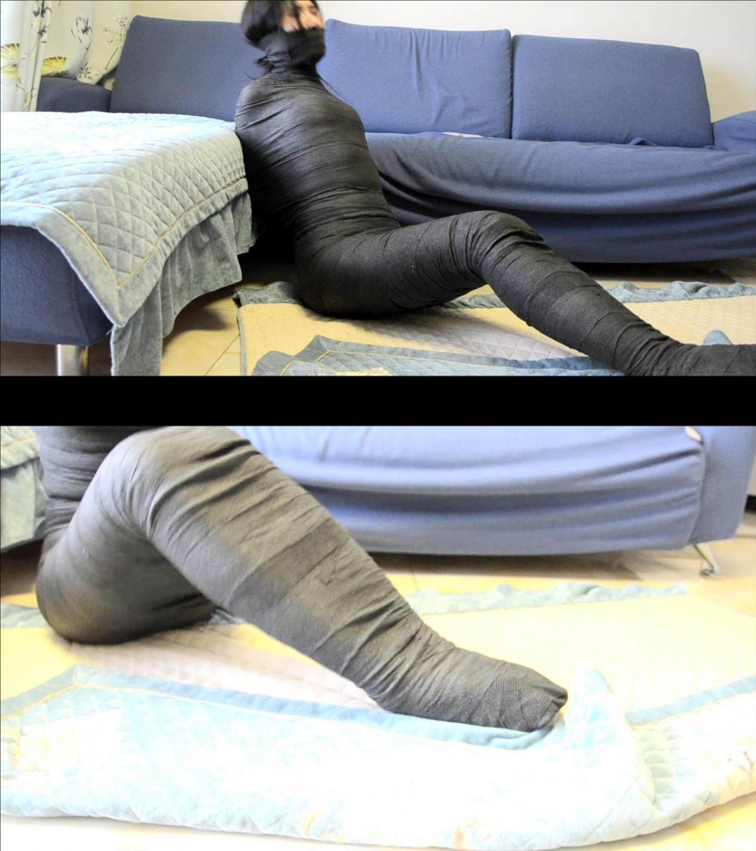 king定拍《黑丝美人木乃伊02》黑丝美人全包捆绑 黑丝绷带木乃伊蠕动挣扎 永久拘束-3