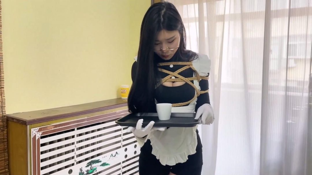 king定拍《女仆的调教日记01》黑长直眼镜妹 被强制调教成女仆 被捆绑肆意玩弄羞辱测试 性感白丝 紧身女仆装 勒肉的绝对领域~强制调教训练不要错过！-5