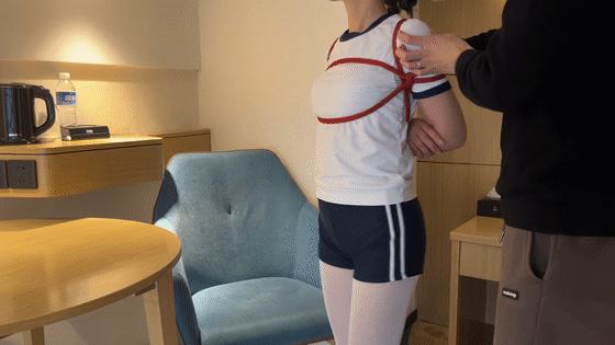 【体操服白丝白一带】M字腿、口水拉丝，即可爱又诱惑-2