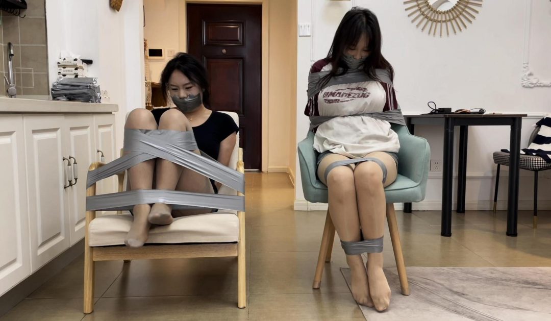 【缚艺录】【小知】小知和她的好友，来一场双人胶带缚-9