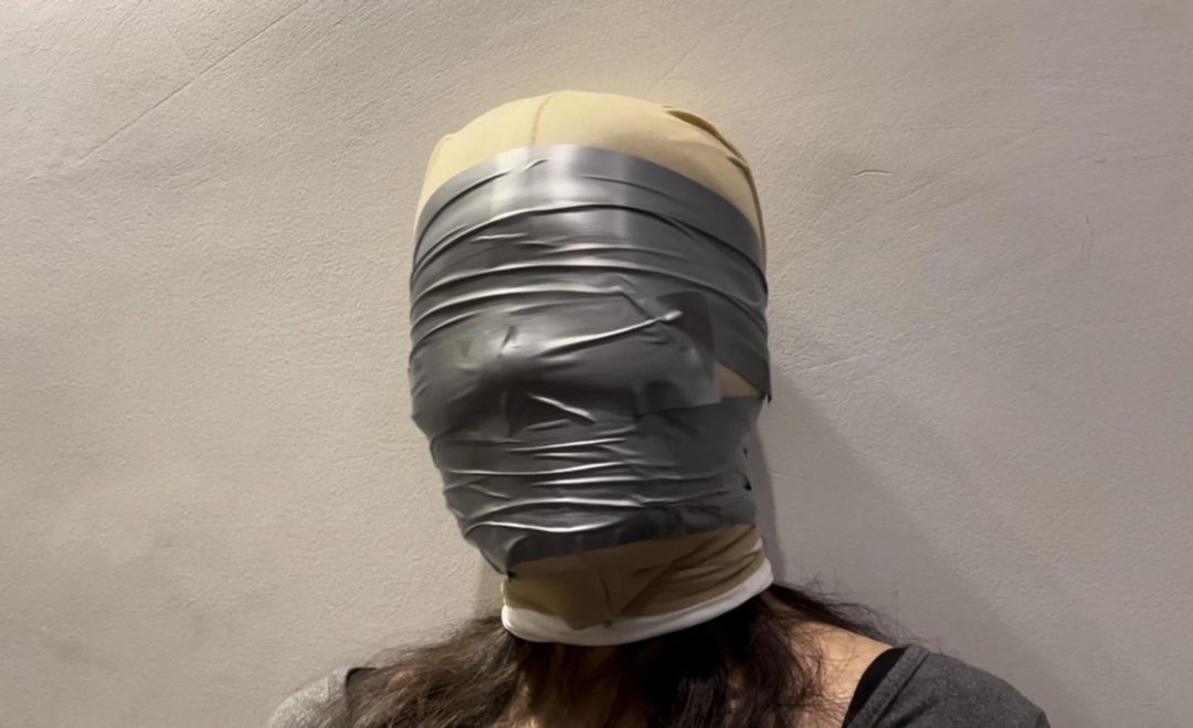 【小阳】纯享：呼吸限制，胶带封嘴后，双层丝袜套头+胶带全脸~-4