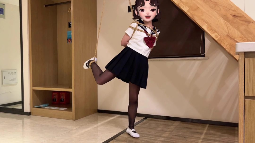 臭脚妹妹第一部露脸作品(假露脸）【水手服】【油光黑丝】【白一带】【单腿吊缚】-9