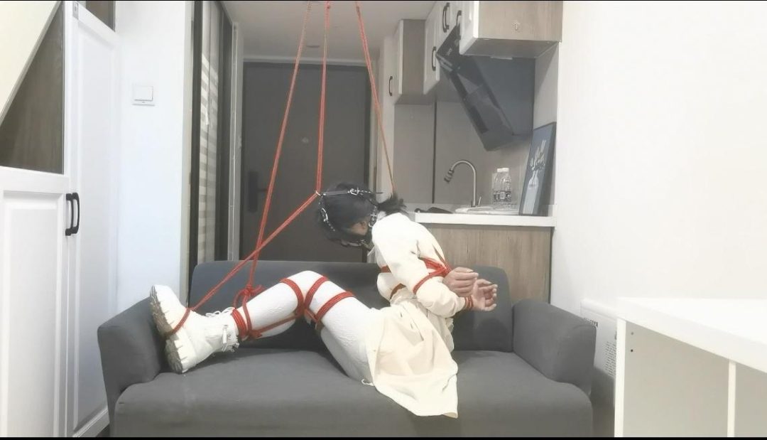 马具口球强制抬头的驷马电击自缚-6