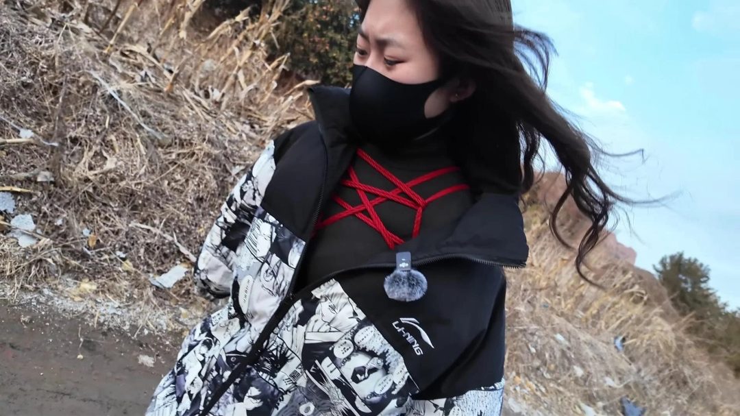 青柠 五角星芒缚和穿着股绳 在车上被蹂躏胸，折磨胸部-2