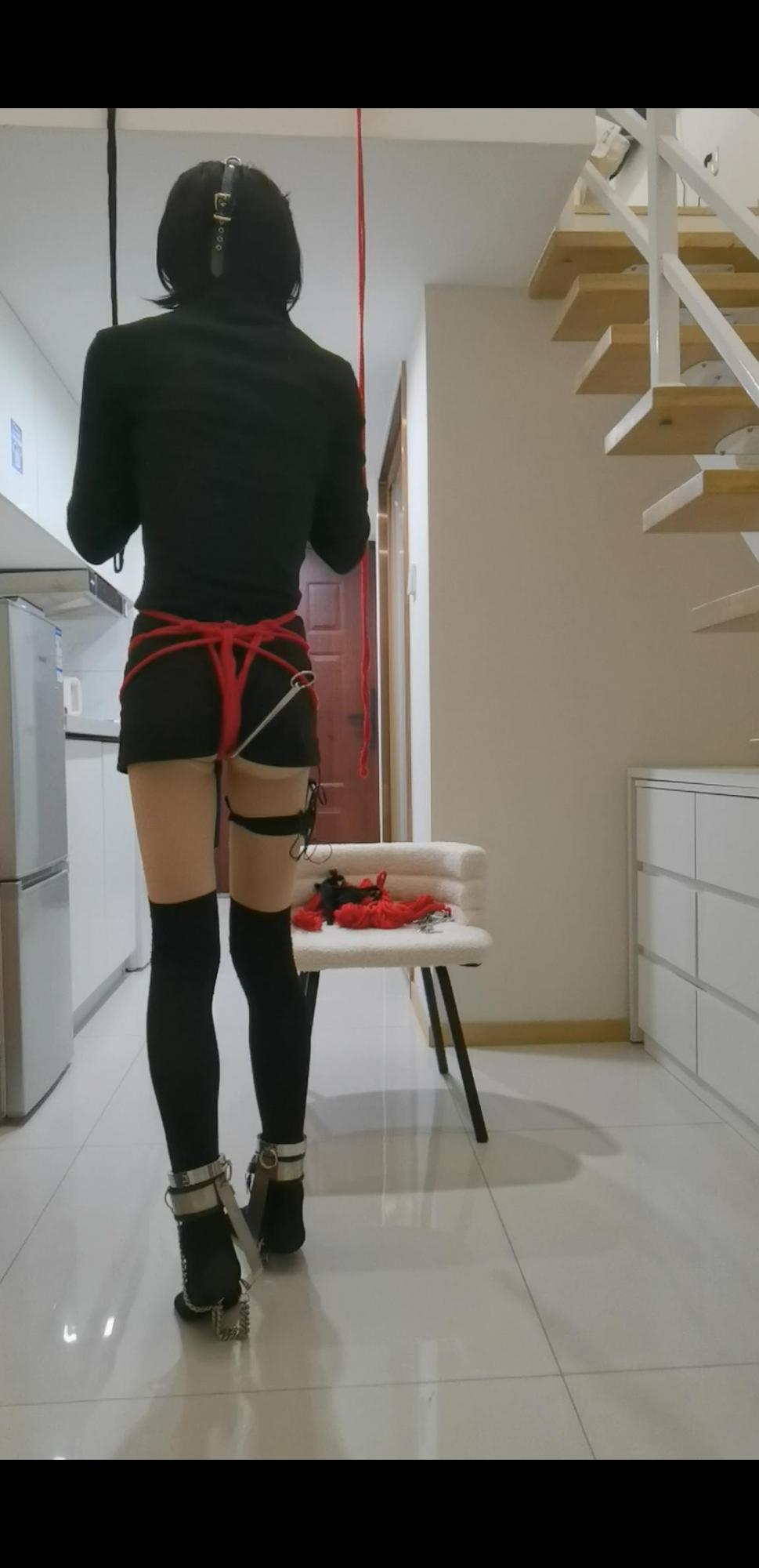 冰块定时尖刺踮脚半蹲电击钢钩强制罚站自缚-3