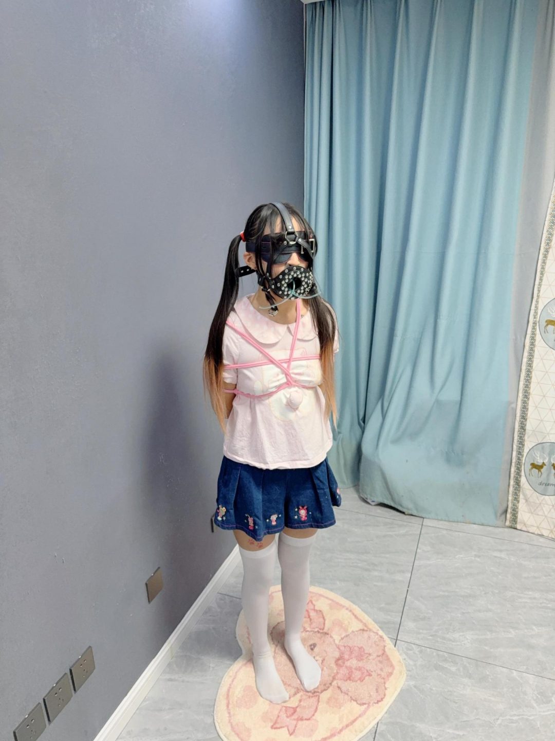 深喉鼻管打结+马具口枷+胶带包手+海老缚+40kg配重！-1