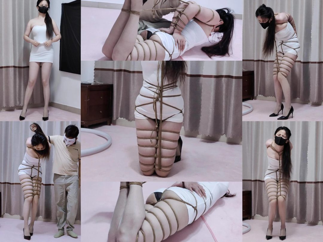 气质大美女灰丝配白衣裙 被博主无情的捆绑直臂紧缚逼着艰难行走 绝美全身紧缚直臂驷马挣扎-1