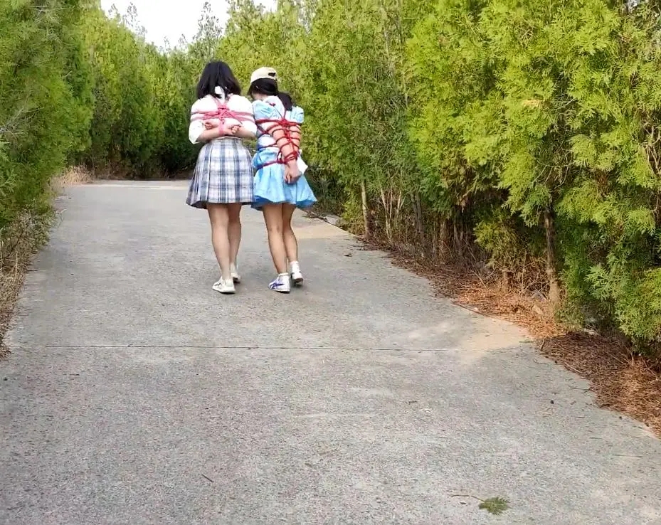 体验捆绑的女孩户外做任务-2