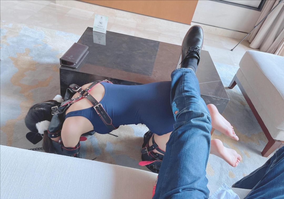 茶茶的园林别墅k9套装人形犬圈养体验~快来圈养一只裸足双马尾萝莉吧!-3