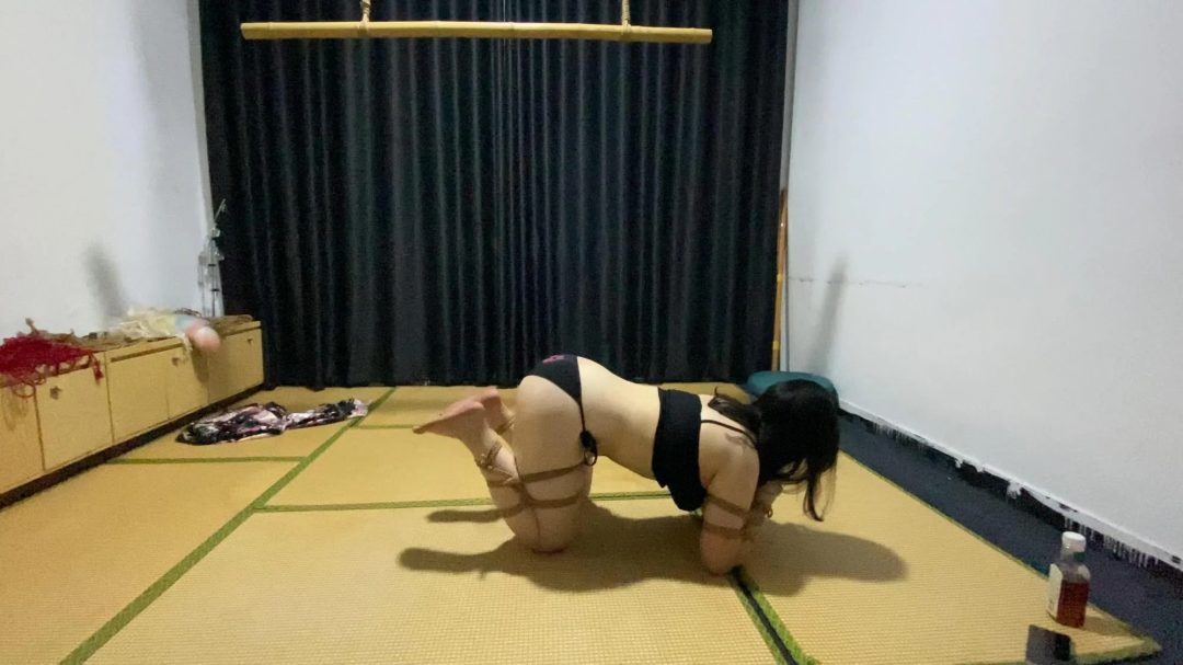 楠楠十分·腼腆害羞，但是为了取悦主人不得不表现出自己的骚样子，用嘴叼着尾巴勾引主人，最后连内裤都被主人脱掉。-5