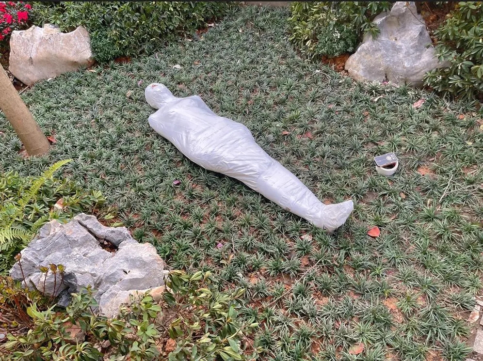 茶茶户外全包野外超超超长时间放置！蚊虫/郊狼虐足!从中午一直包裹到晚上！-4
